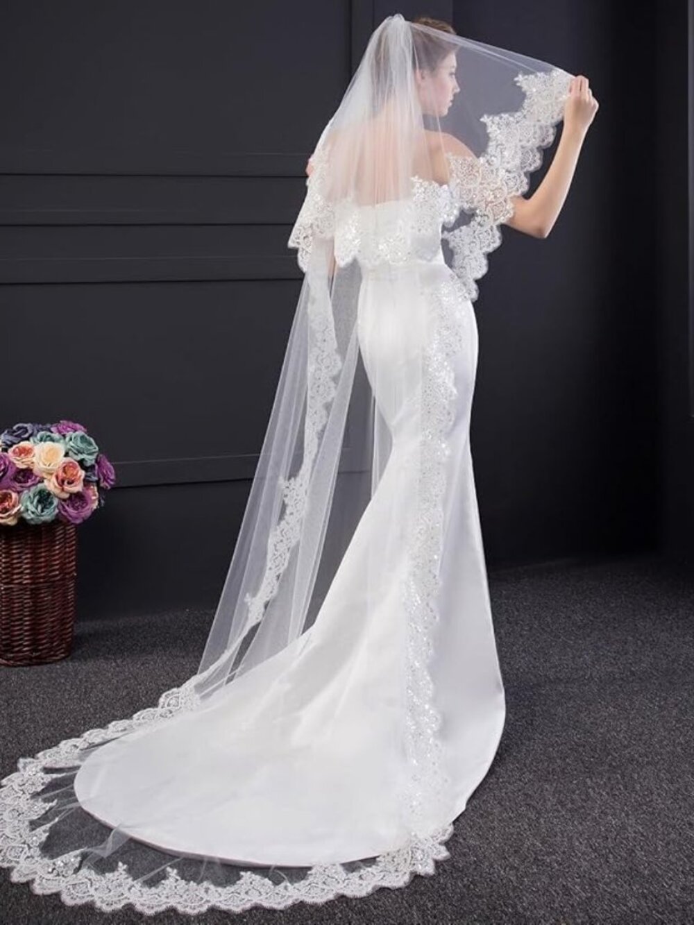 Sequin Lace Wedding Bridal Veil